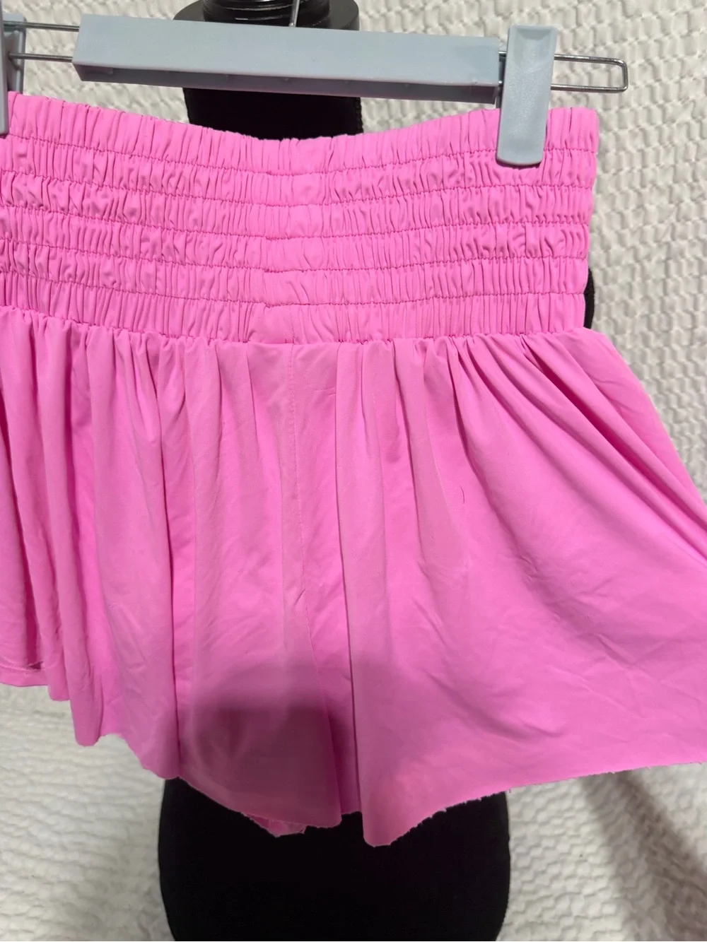 Smocked Hot Pink Off-Shoulder Cropped Top
